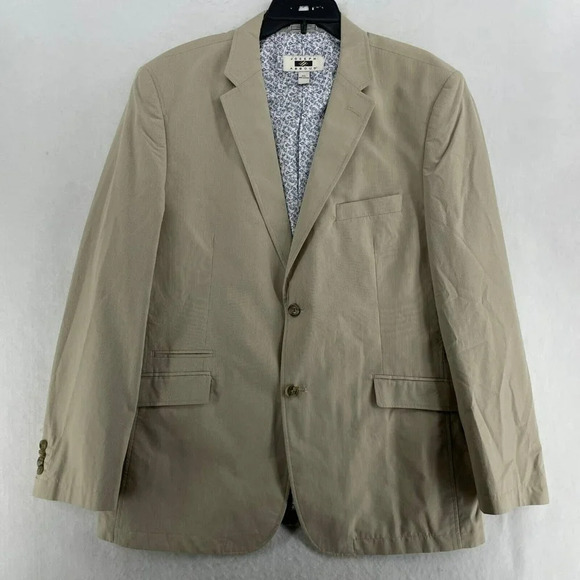 Joseph Aboud Summer Jacket Mens XL Beige Notched Lapel Cotton Sports Blazer - Picture 1 of 13